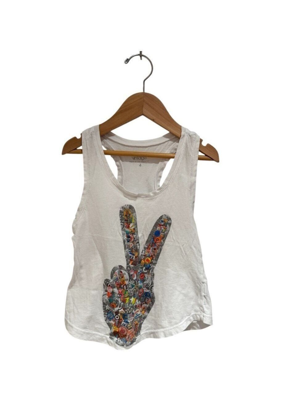 CALIFORNIA VINTAGE Kids White Peace Sign Tank Top